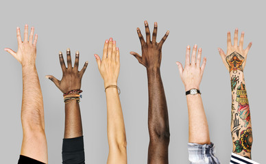 Diversity hands with numberic sign - obrazy, fototapety, plakaty