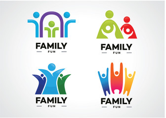 Family Fun Logo Set Template Design Vector, Emblem, Design Concept, Creative Symbol, Icon