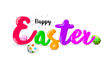Happy Easter colorful lettering design. Illustration for banner, web, greeting card, advertising,  isolated on white background.