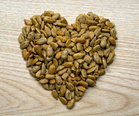 Sunflower Seeds in the shape of a heart