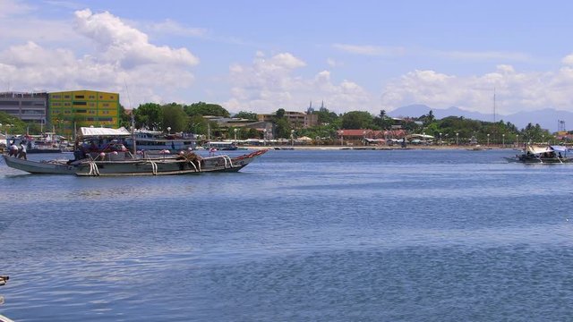 Jukung Fishing Boats; Around Puerto Princesa; Puerto Princesa, Palawan, Philippines, Asia
