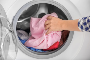Woman doing laundry, closeup