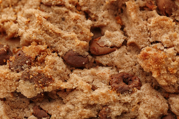 Delicious oatmeal cookie with chocolate chips as background