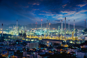 Refinery plant area at dusk