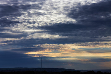Dramatic cloudy sky at sunset.