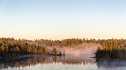 lake with a fog