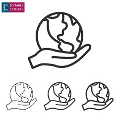 Globe line vector icon. Editable stroke.