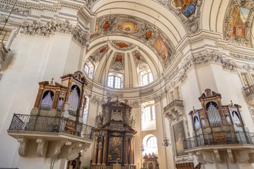 Fototapeta na wymiar Interior Dome View of Salzburg Cathedral