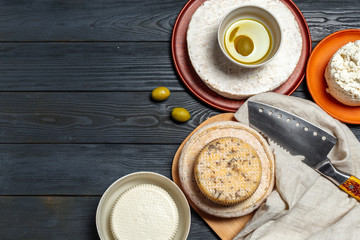 Mix cheese on the table