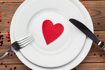 valentines day composition on wooden table