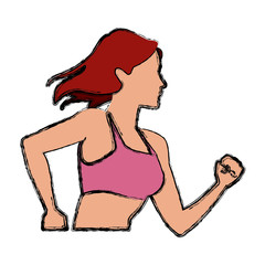 Fitness woman running icon vector illustration graphic design
