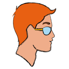 Man head with sunglasses icon vector illustration graphic design