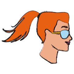 Woman head witn sunglasses icon vector illustration graphic design
