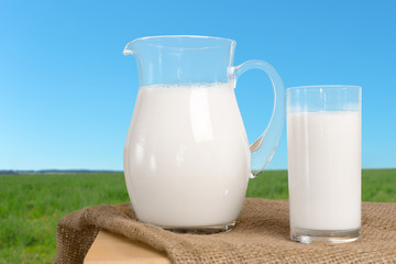 milk on wooden table