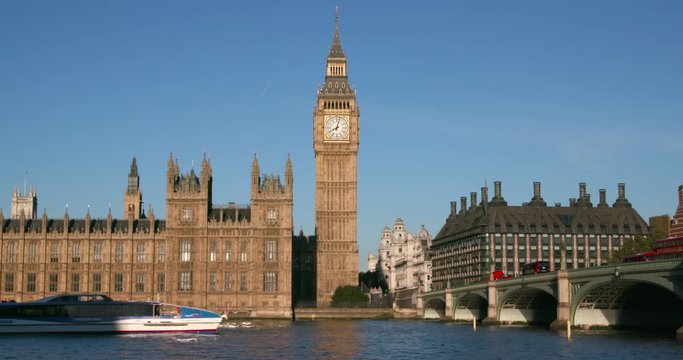 Palace Of Westminster & Big Ben; London September Friday; London, England