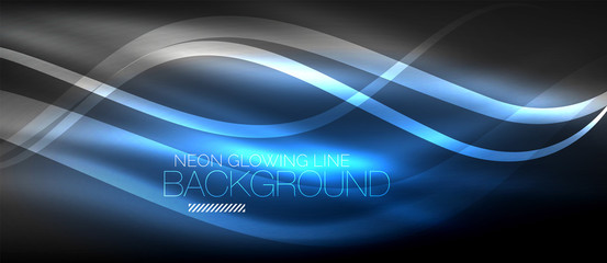 Neon elegant smooth wave lines digital abstract background