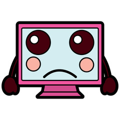 sad computer monitor kawaii icon image vector illustration design 