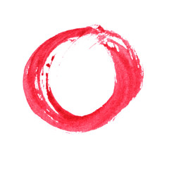 red circle watercolor painting ,hand painted brush strokes , isolated on white background
