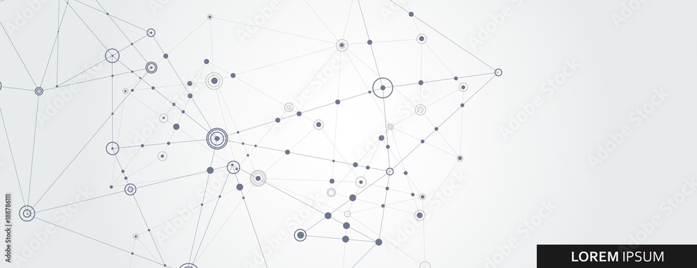 Aufkleber Vector connect lines and dots. Banner template for science and technology