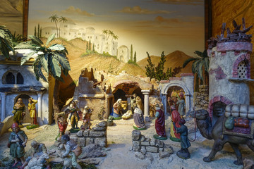 Nativity figures, Christmas market, Nuremberg, Middle Franconia, Bavaria, Germany, Europe