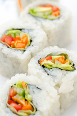 vegetarian sushi rolls, macro