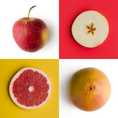 different fresh fruits on a white background