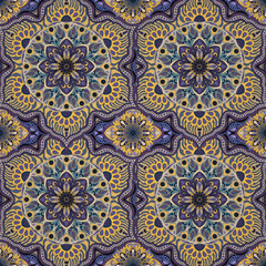 Ornate floral seamless texture, endless pattern with vintage mandala elements.