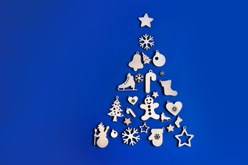 art Christmas tree with New Year gifts on different backgrounds, New Year's mood