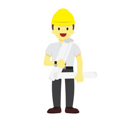 Male Worker With Planning Papers Vector Illustration Graphic