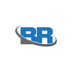 Initial letter BR, overlapping swoosh ring logo, blue gray color