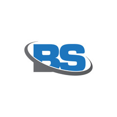 Initial letter BS, overlapping swoosh ring logo, blue gray color