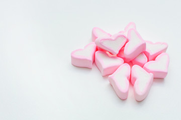 white & pink marshmallows hearts clear image Background.