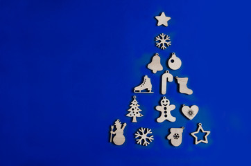 art Christmas tree with New Year gifts on different backgrounds, New Year's mood