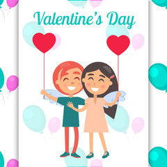 Valentines Day Poster with Happy Couple Smiling