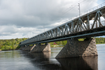 Road bridge over river Kemijoki in Rovaniemi, Finland