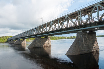 Road bridge over river Kemijoki in Rovaniemi, Finland