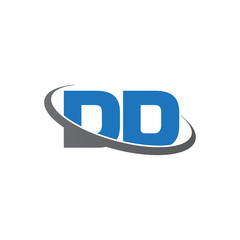 Initial letter DD, overlapping swoosh ring logo, blue gray color