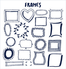 Set of Cute Hand Made Frames Vector Illustration