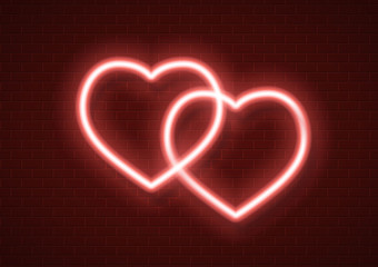 Vector neon hearts icon sign illustration