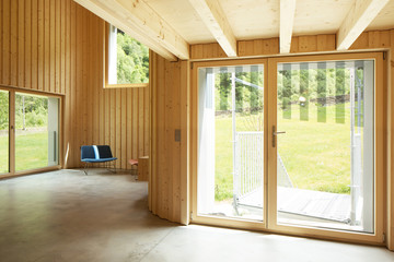Fototapeta na wymiar Interior of modrn wooden house