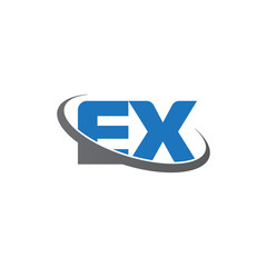 Fototapeta premium Initial letter EX, overlapping swoosh ring logo, blue gray color