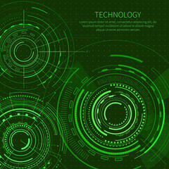 Obraz premium Technology Card with Set of Interface Templates