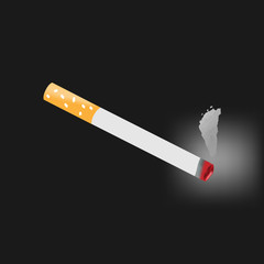 Vector image of a cigarette on black background.