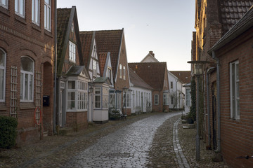Old part of town with a cobblestone road