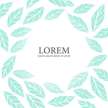Vector background of leaves on white with place for text. Trendy illustration for your design
