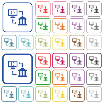 Open banking API outlined flat color icons