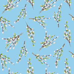 Watercolor vector willow tree pattern