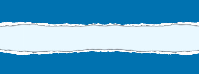 vector realistic illustration of blue torn paper with shadow