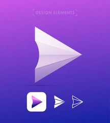 Vector abstract arrow logo design elements. Material design, flat and line art style