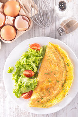 omelet and salad